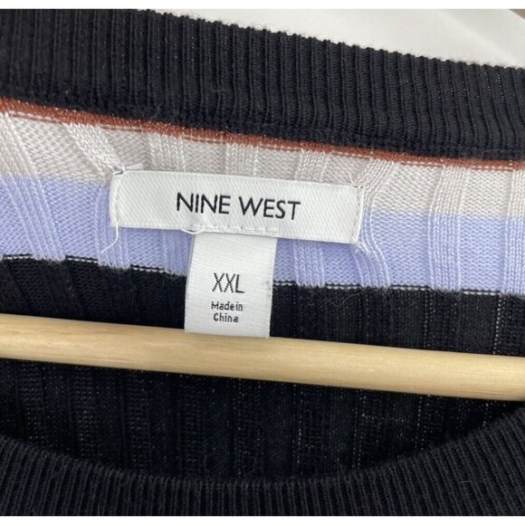 Nine West Women's Ribbed Striped Crew Neck Long Sleeve Pullover Sweater Size XXL - Picture 4 of 9